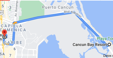 Distancia del hotel Cancun Bay al hotel la Quinta By Wyndham