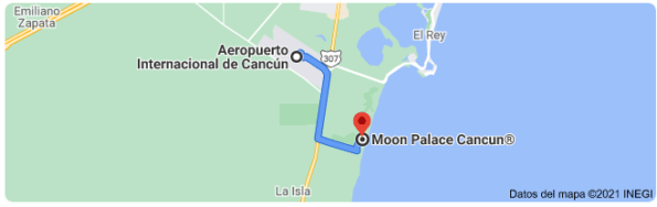 Distancia del Aeropuerto de Cancún al Hotel Moon Palace