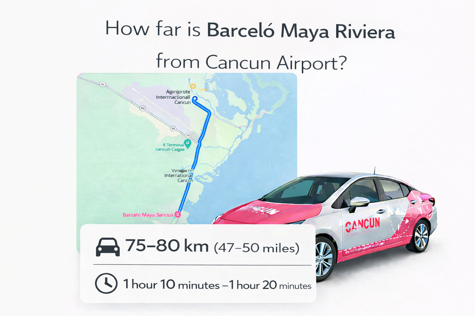 Private transportation from Cancun Airport (CUN) to Barcelo Maya Riviera Resort in the Riviera Maya, Quintana Roo, Mexico