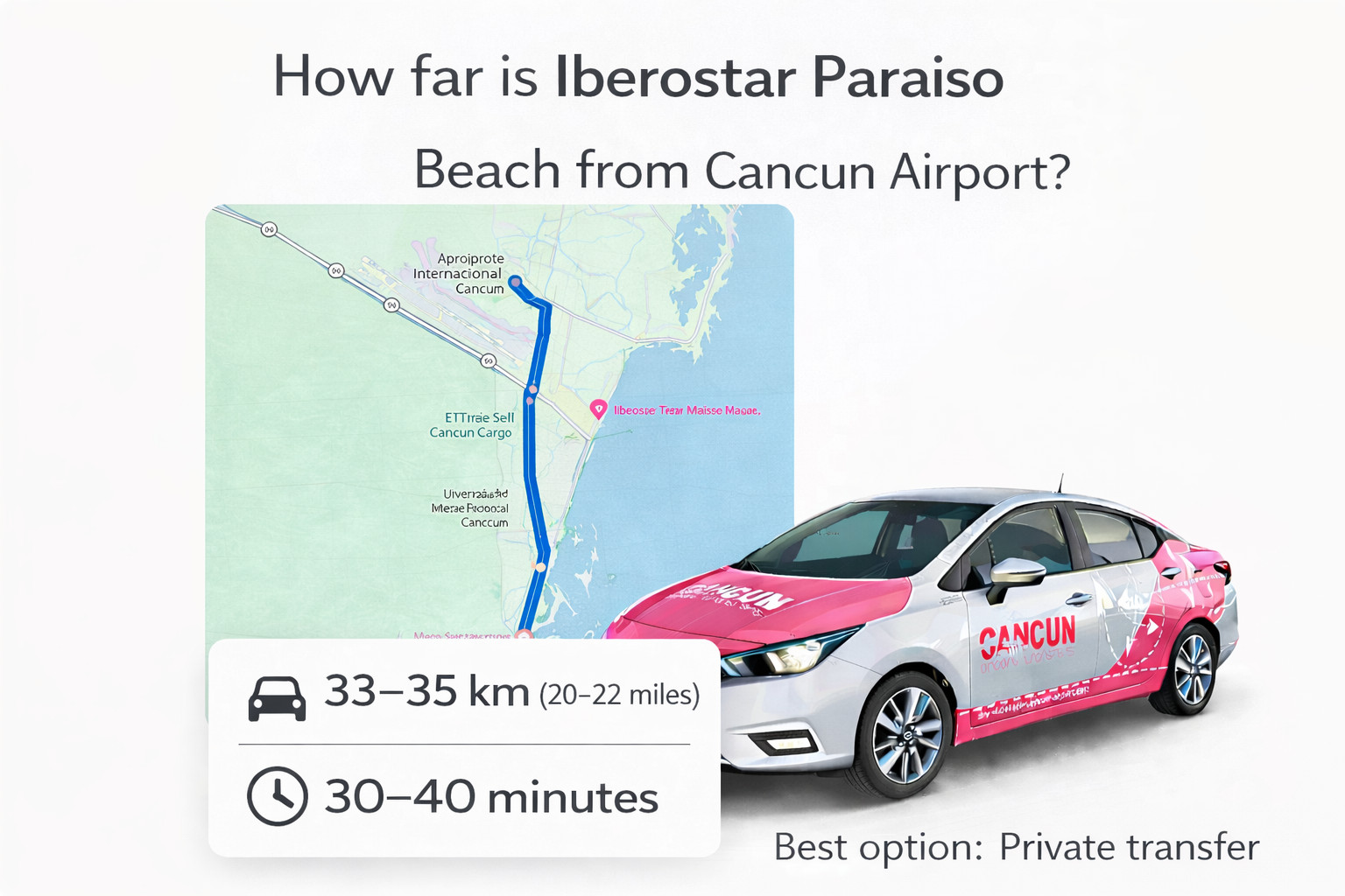 Private transportation from Cancun Airport (CUN) to Iberostar Paraiso Beach Riviera Maya