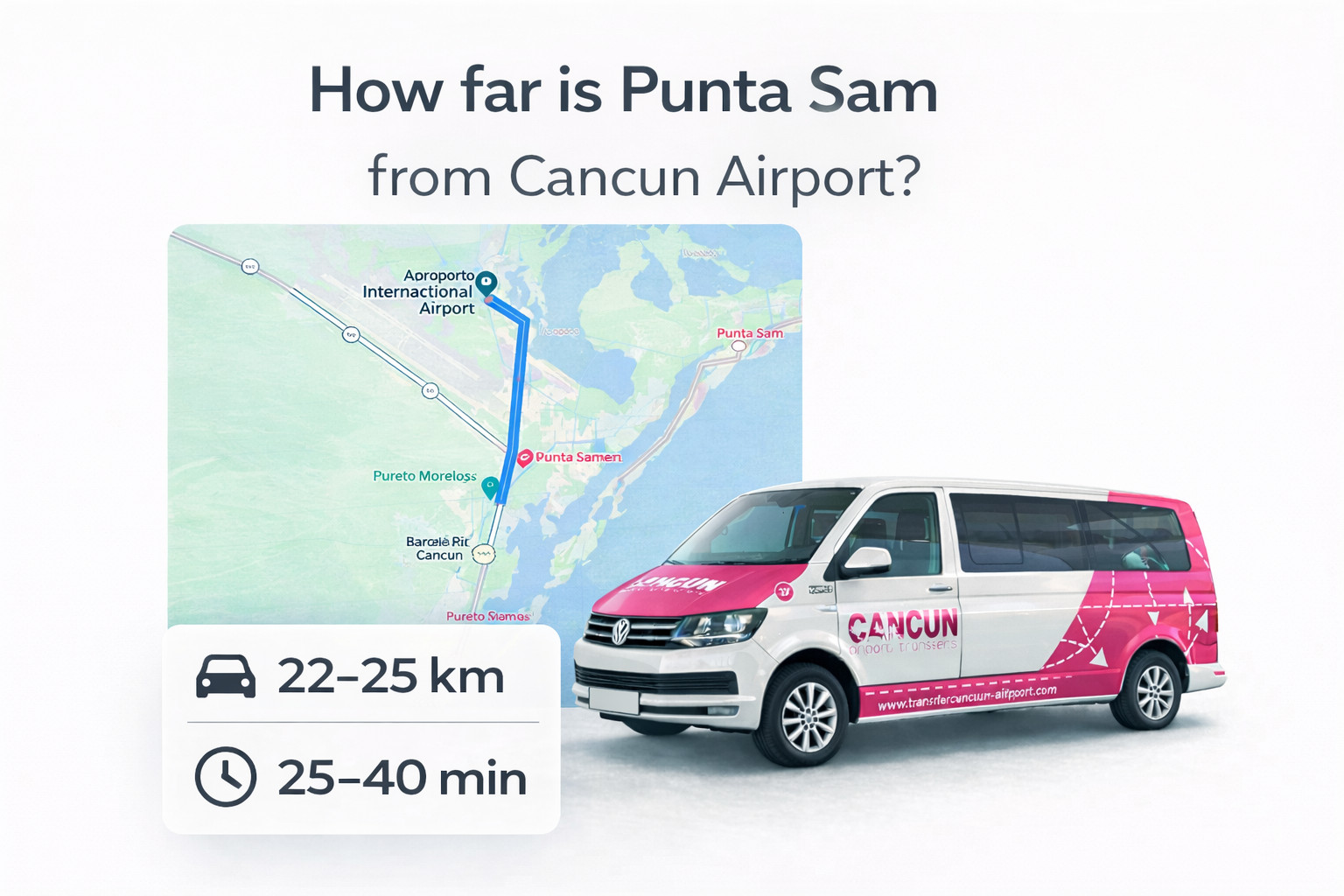 Private transportation from Cancun Airport (CUN) to Punta Sam, Quintana Roo, Mexico
