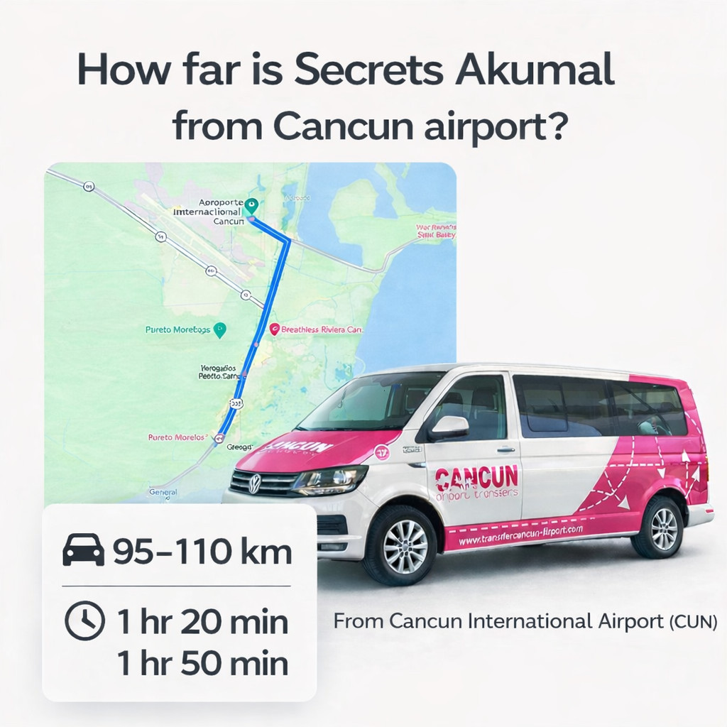Private transportation service from Cancun International Airport (CUN) to Secrets Akumal Riviera Maya in the Mexican Caribbean