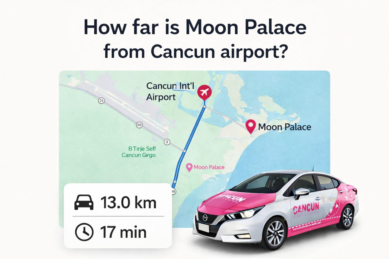 Private transportation from Cancun Airport (CUN) to Moon Palace Cancun resort in Riviera Cancun, Quintana Roo Mexico