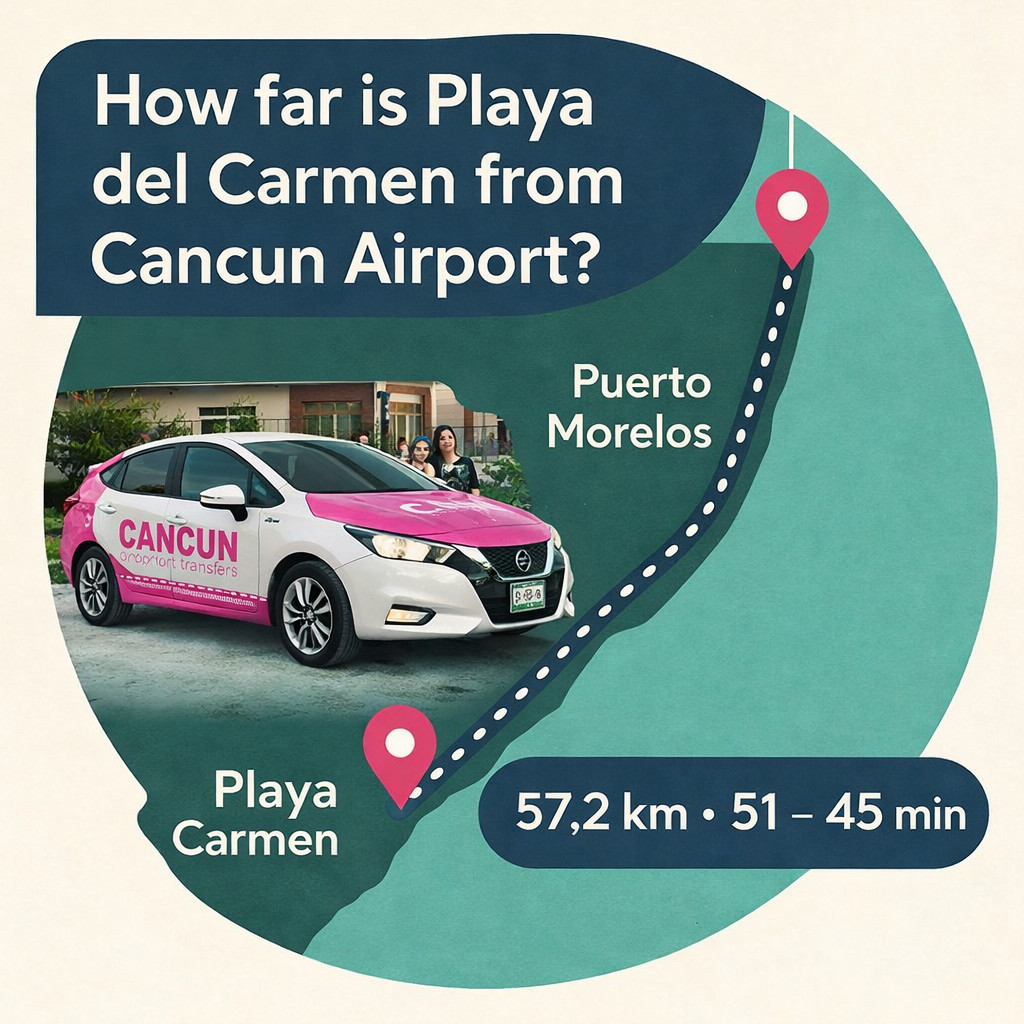 Private transportation from Cancun International Airport (CUN) to Playa del Carmen, Riviera Maya, Quintana Roo, Mexico