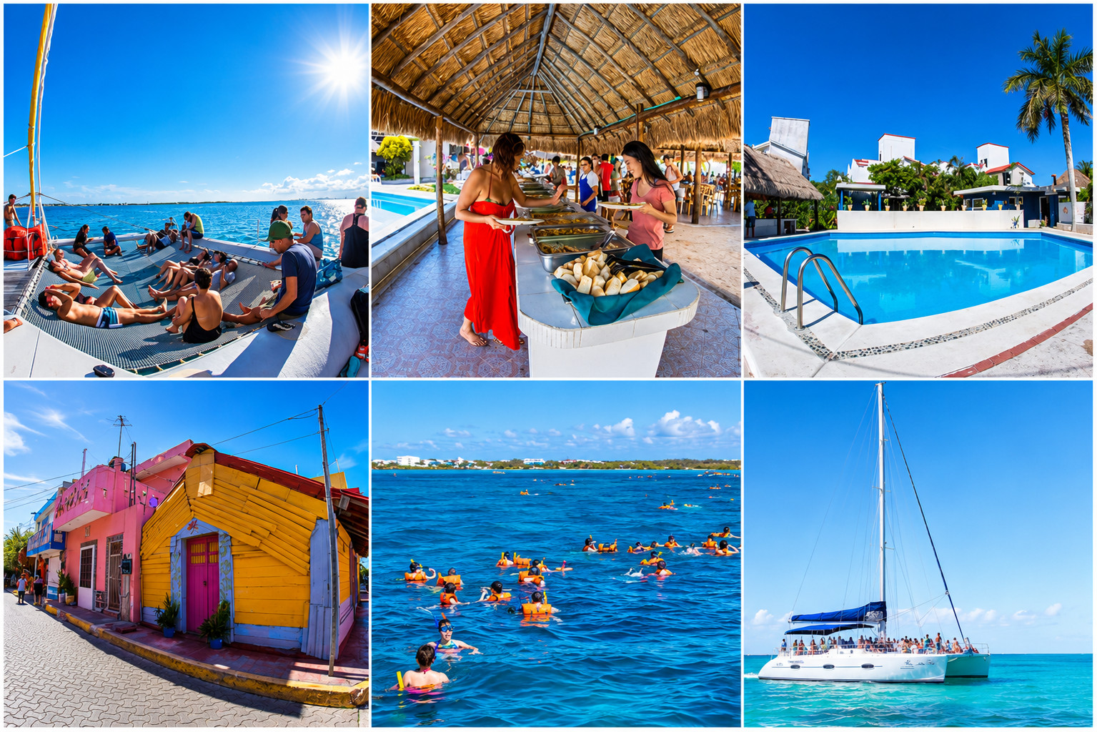 Tour en catamar&aacute;n todo incluido desde Canc&uacute;n a Isla Mujeres con snorkel, barra libre, buffet y club de playa