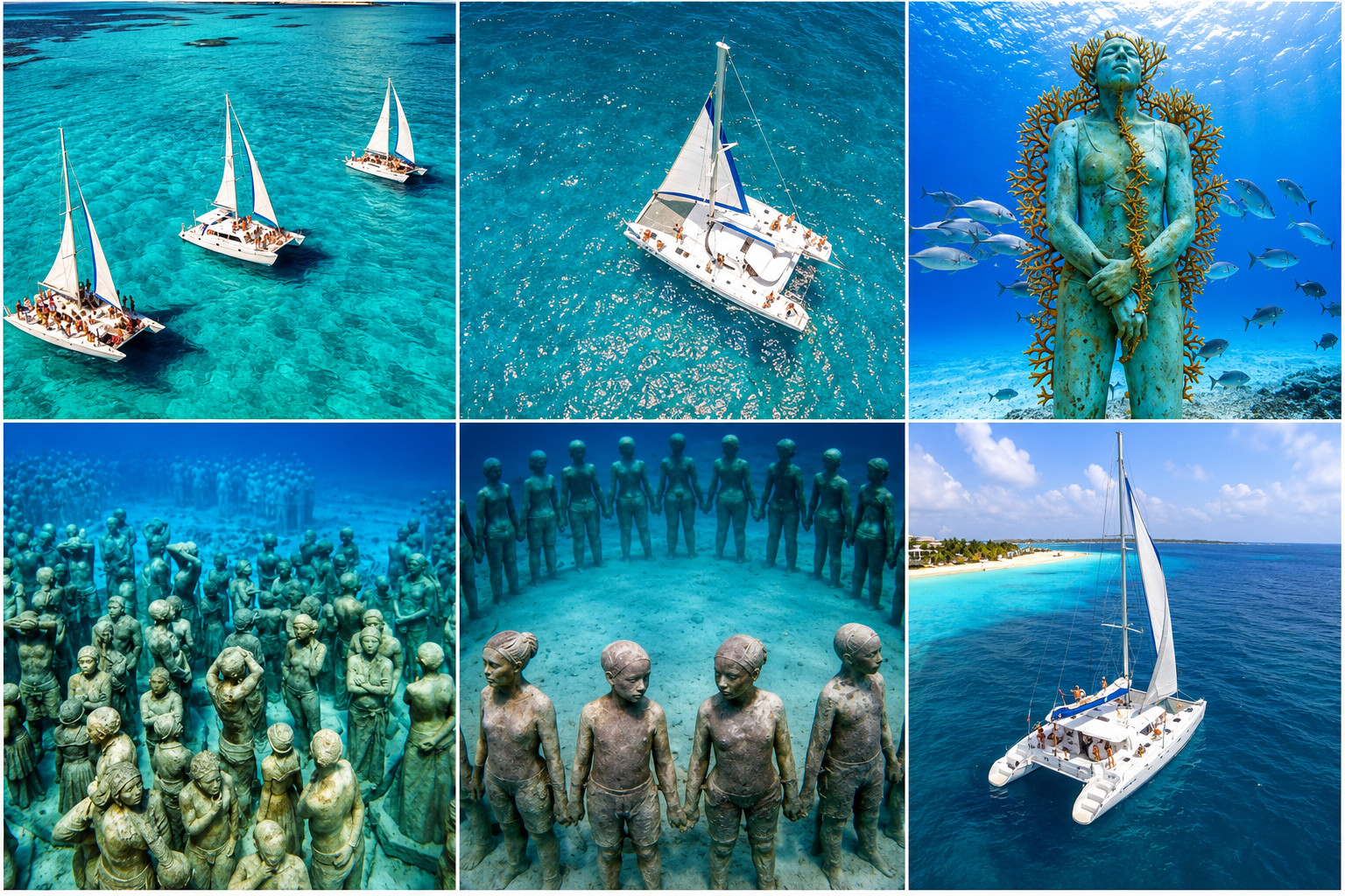 Catamar&aacute;n a Isla Mujeres desde Canc&uacute;n con snorkel en arrecife, Playa Norte, buffet y barra libre