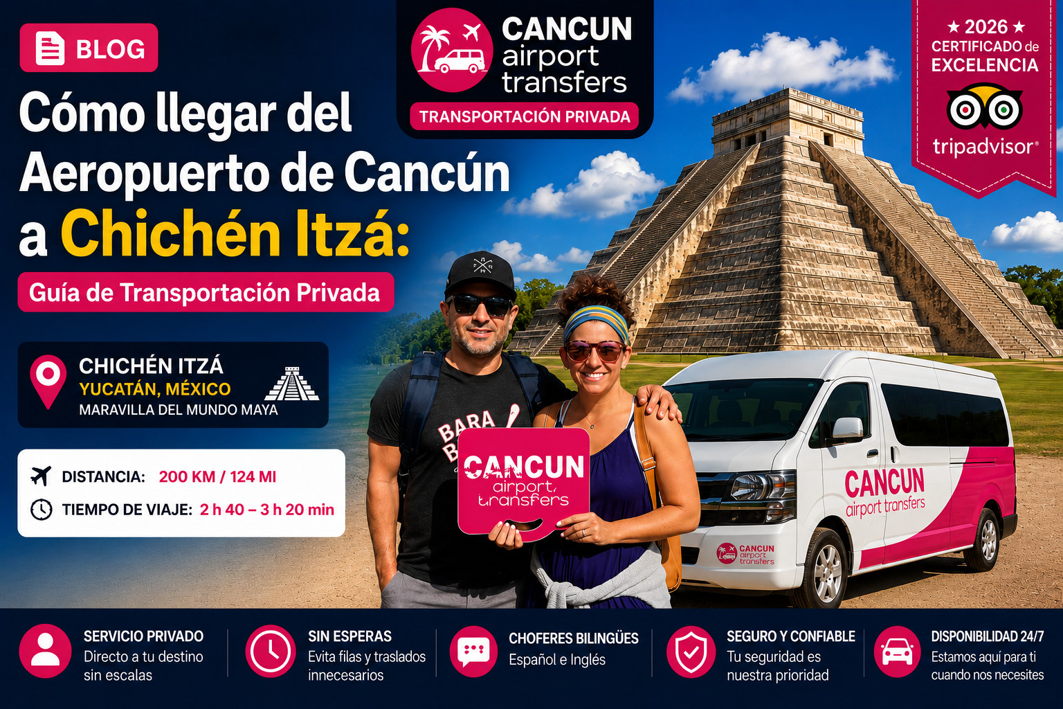 C&oacute;mo llegar del Aeropuerto Internacional de Canc&uacute;n a Chich&eacute;n Itz&aacute; con transportaci&oacute;n privada