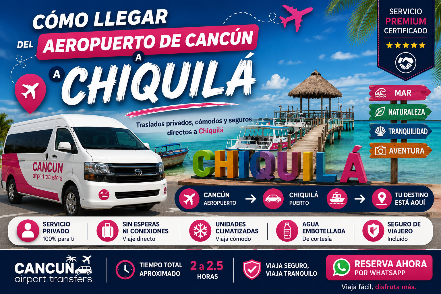 C&oacute;mo llegar del Aeropuerto de Canc&uacute;n a Chiquil&aacute; en transporte privado